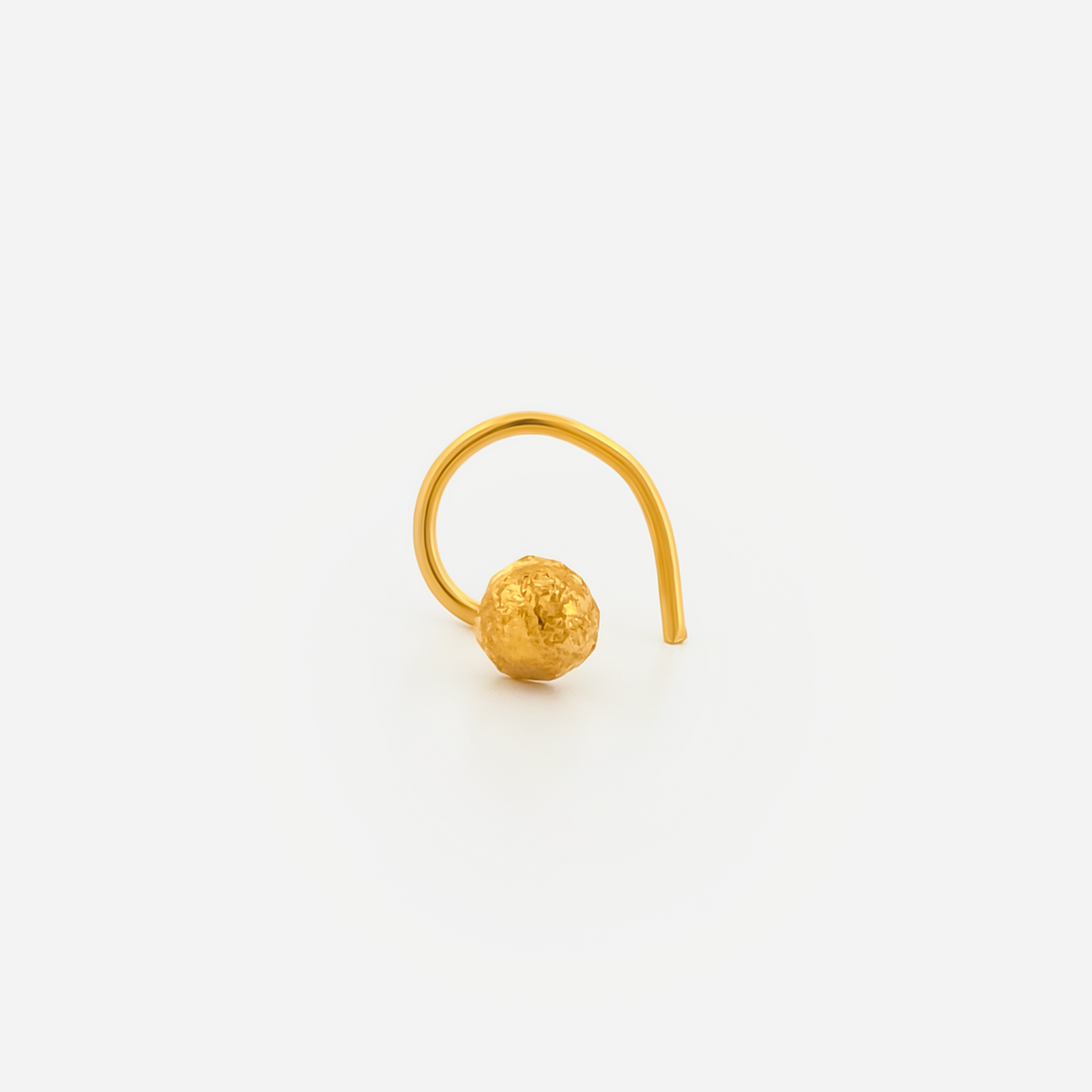 22K Gold Textured Sphere Minimal Nose Pin