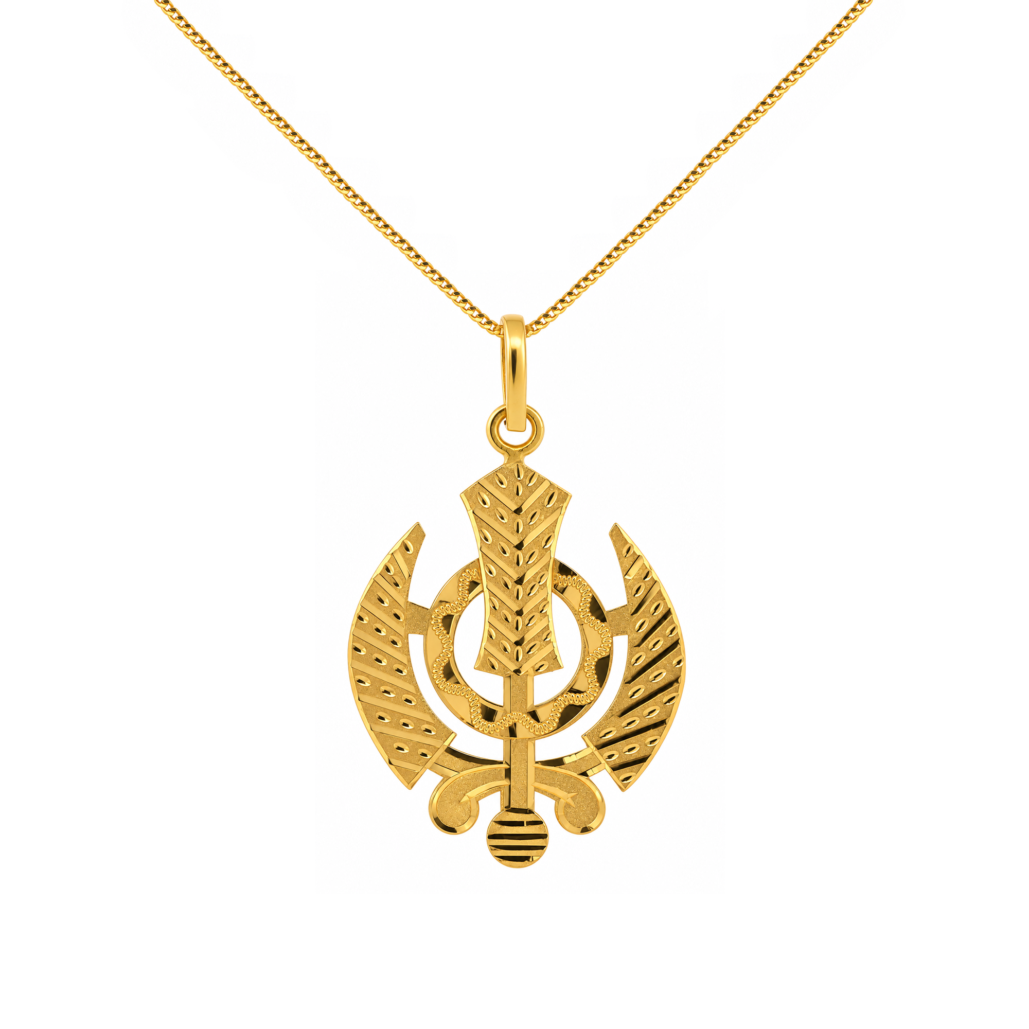 22K Gold Khanda Emblem Pendant