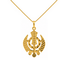 22K Gold Khanda Emblem Pendant