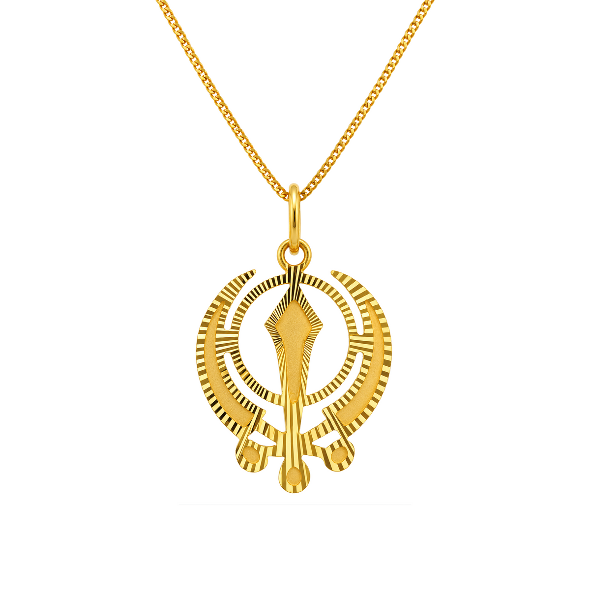 22K Gold Khanda Sunburst Pendant