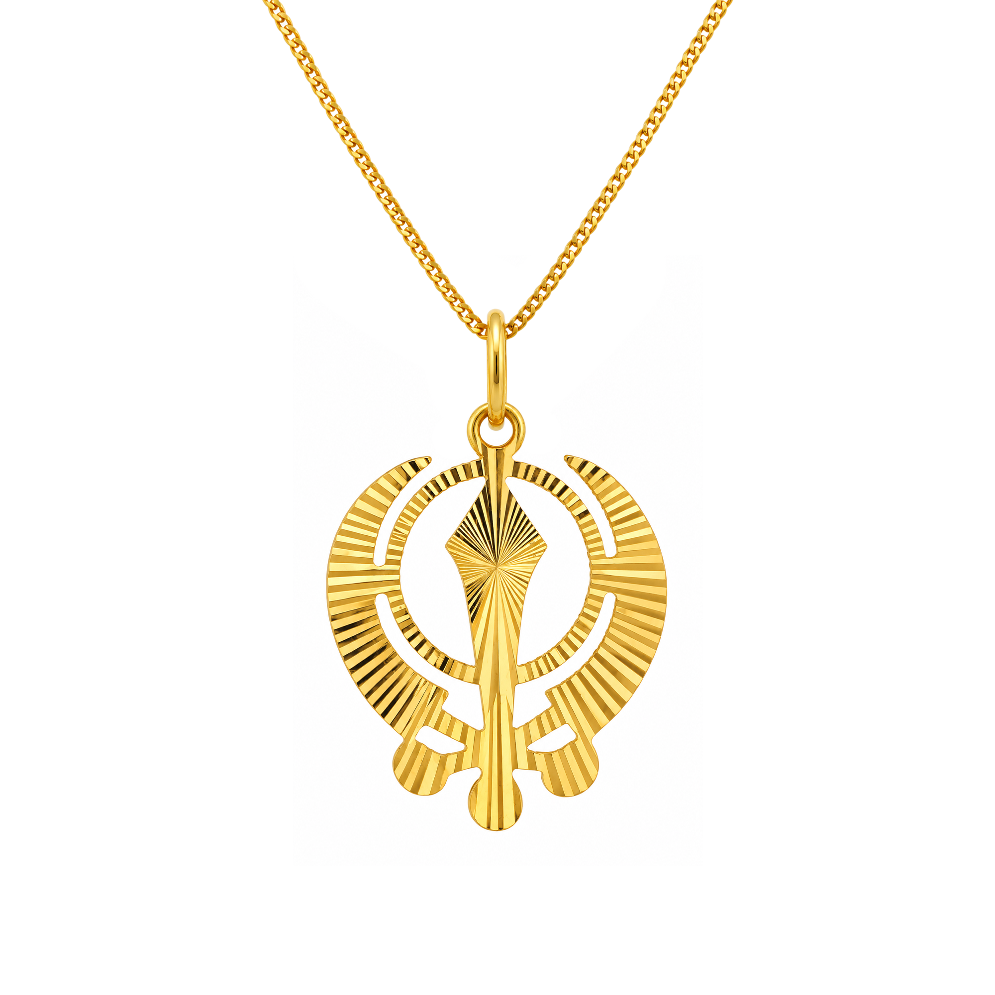 22K Gold Khanda Sunburst Pendant