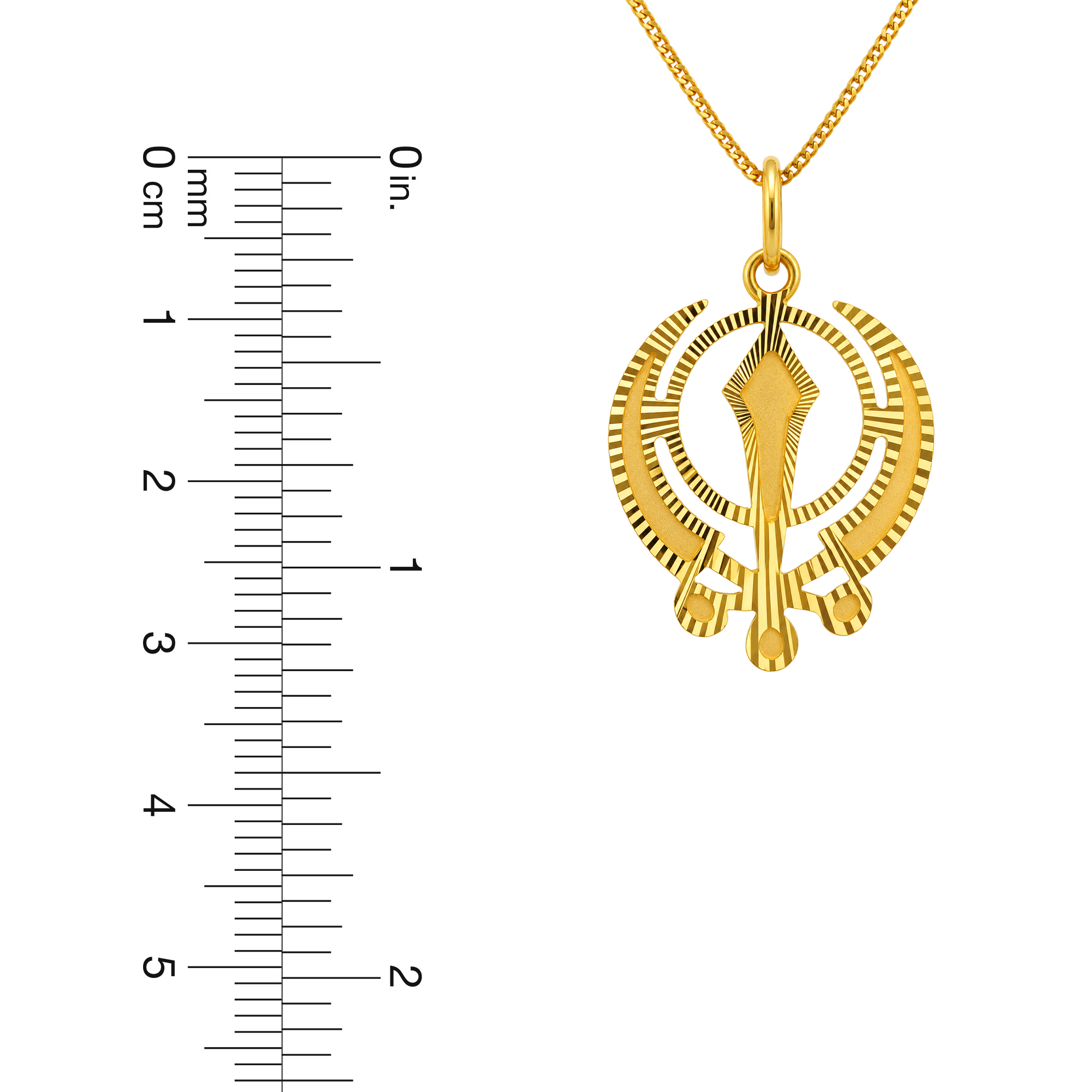 22K Gold Khanda Sunburst Pendant