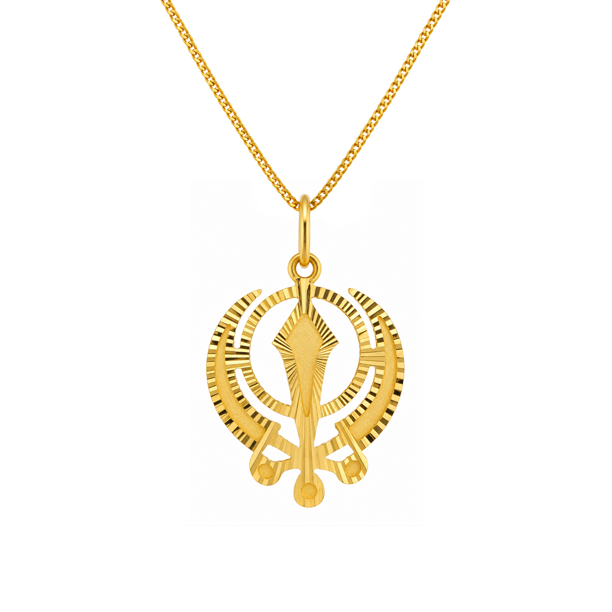22K Gold Khanda Sunburst Pendant