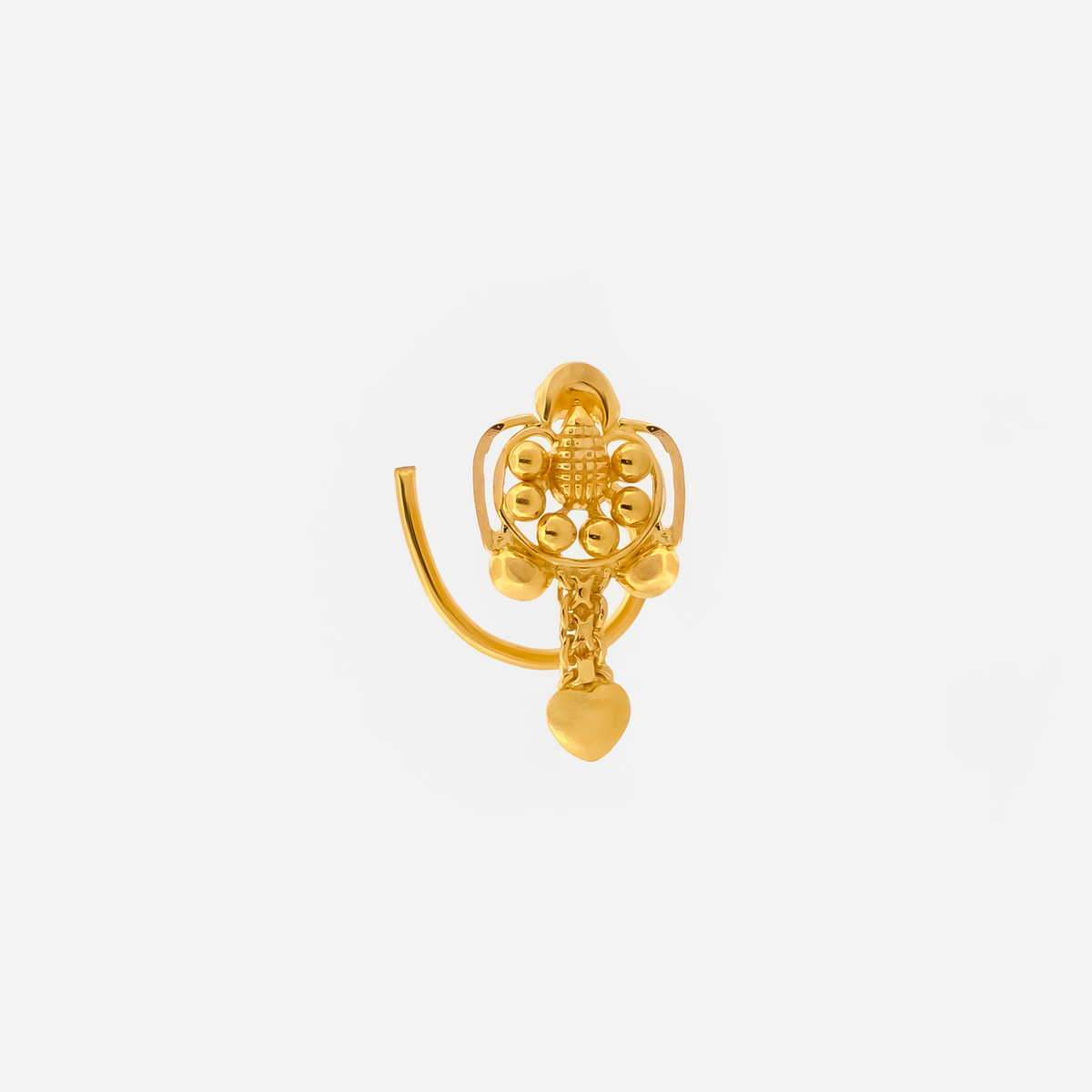 22K Gold Ornate Floral Drop Nose Pin