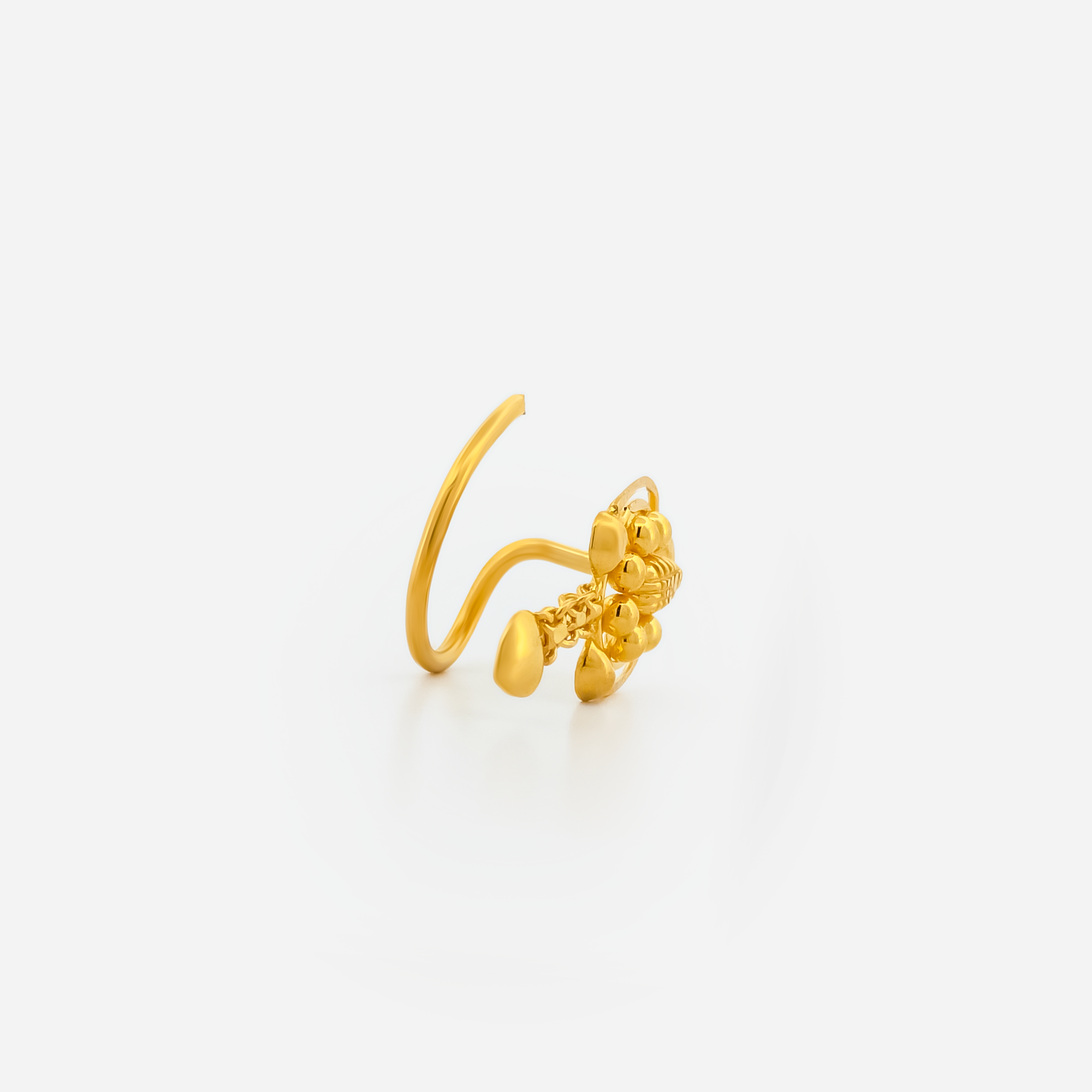22K Gold Ornate Floral Drop Nose Pin