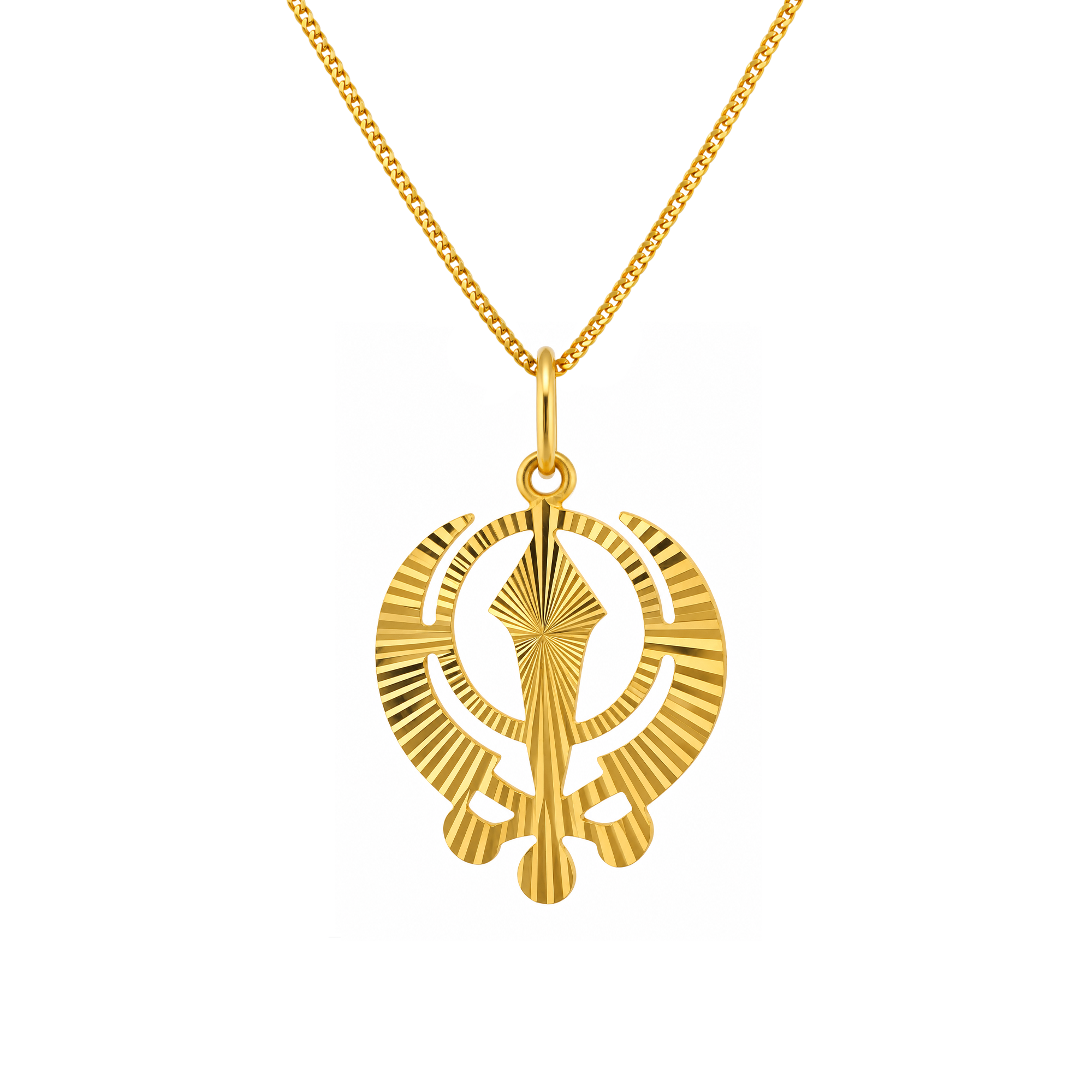 22K Gold Khanda Sunburst Pendant