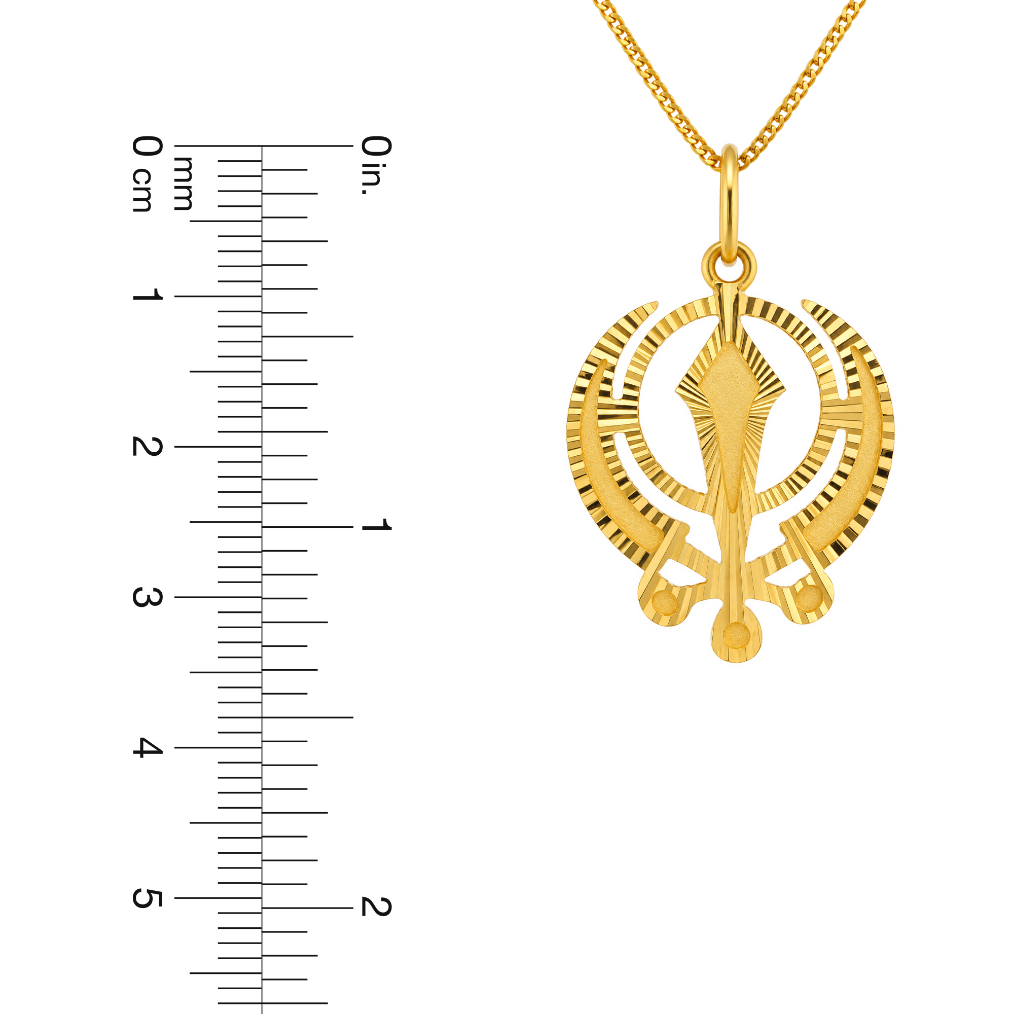 22K Gold Khanda Sunburst Pendant