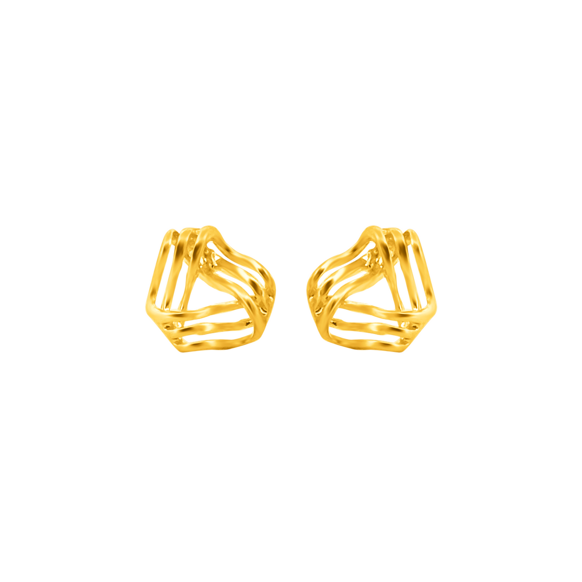 22K Gold Twisted Stud Earrings