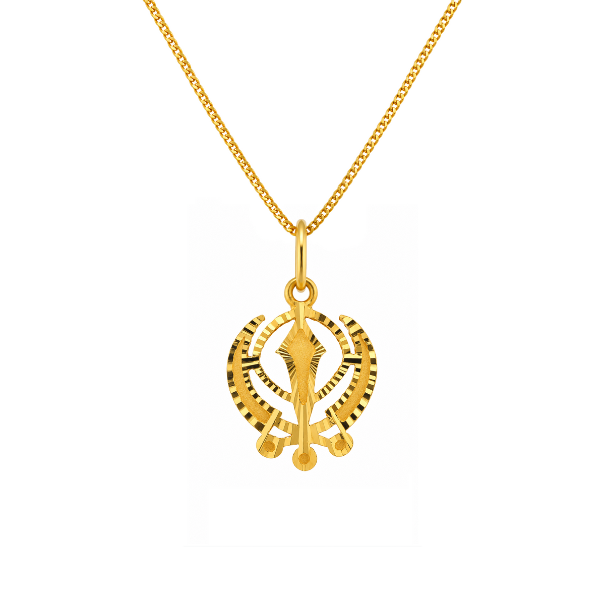 22K Gold Khanda Sunburst Pendant