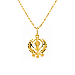 22K Gold Khanda Sunburst Pendant