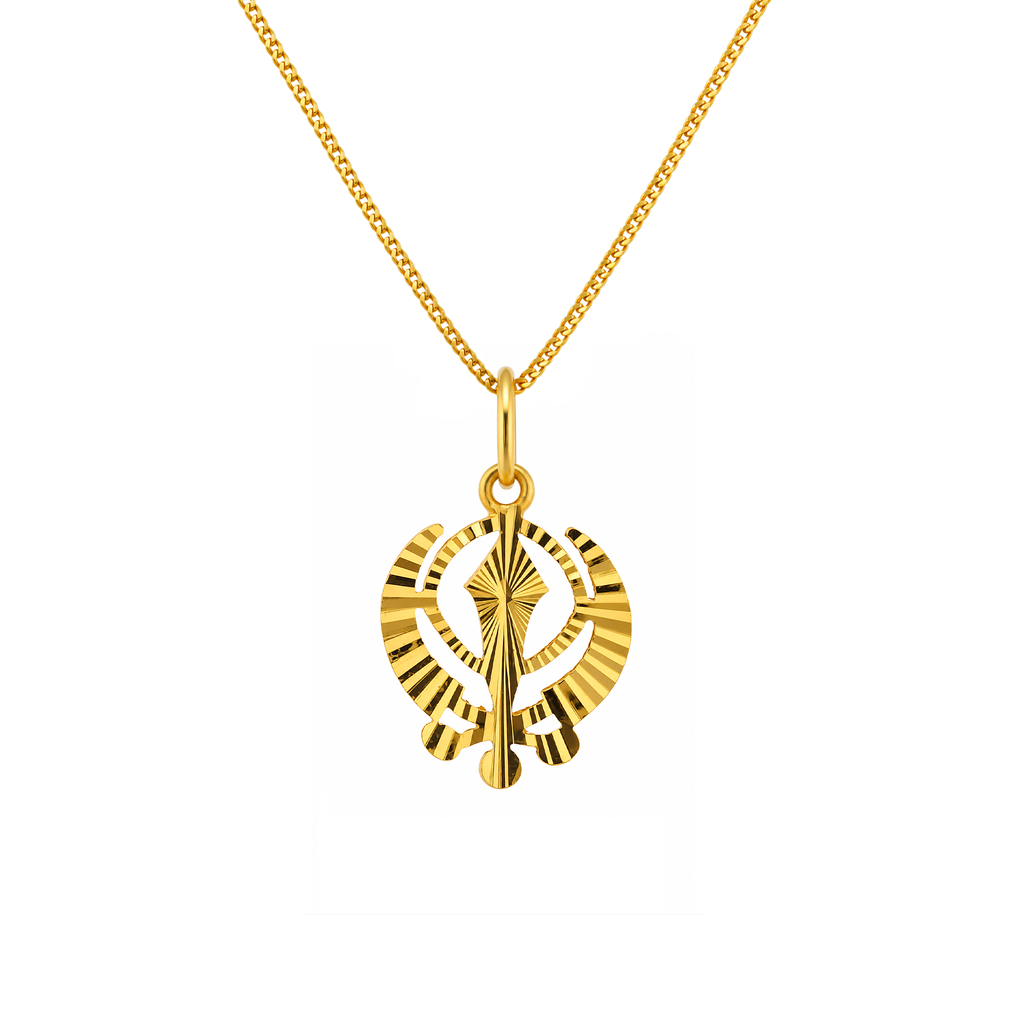 22K Gold Khanda Sunburst Pendant