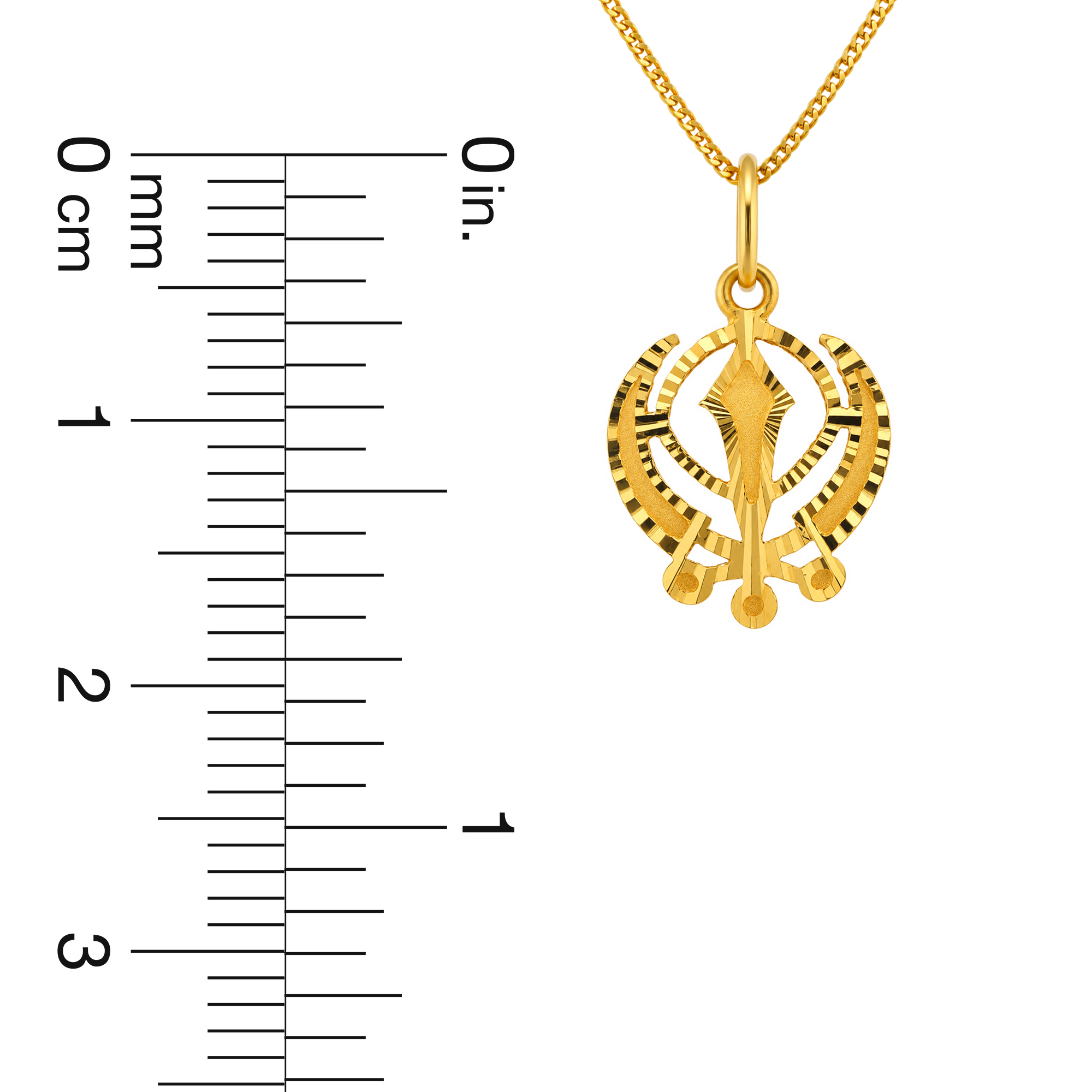22K Gold Khanda Sunburst Pendant