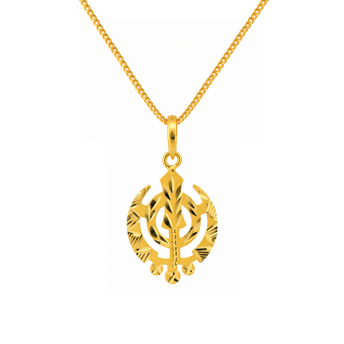 22K Gold Khanda Double Side Pendant