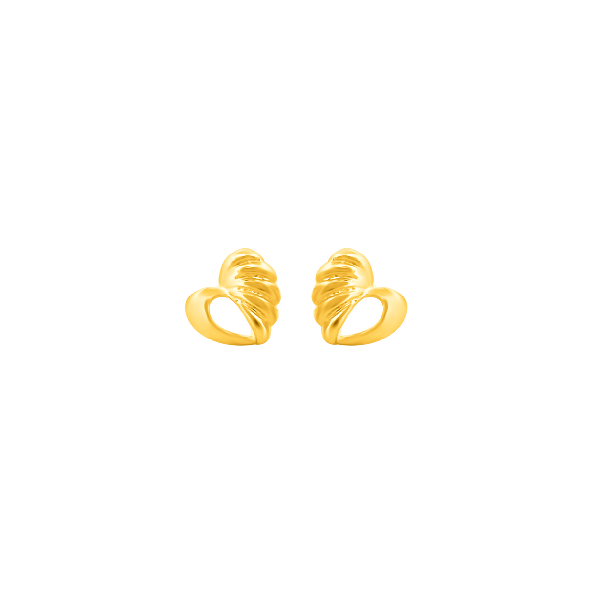 22K Gold Twisted Heart Stud Earrings
