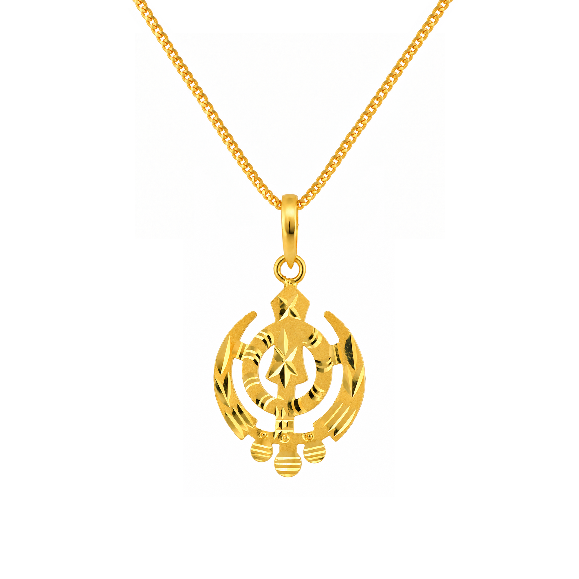 22K Gold Khanda Double Side Pendant