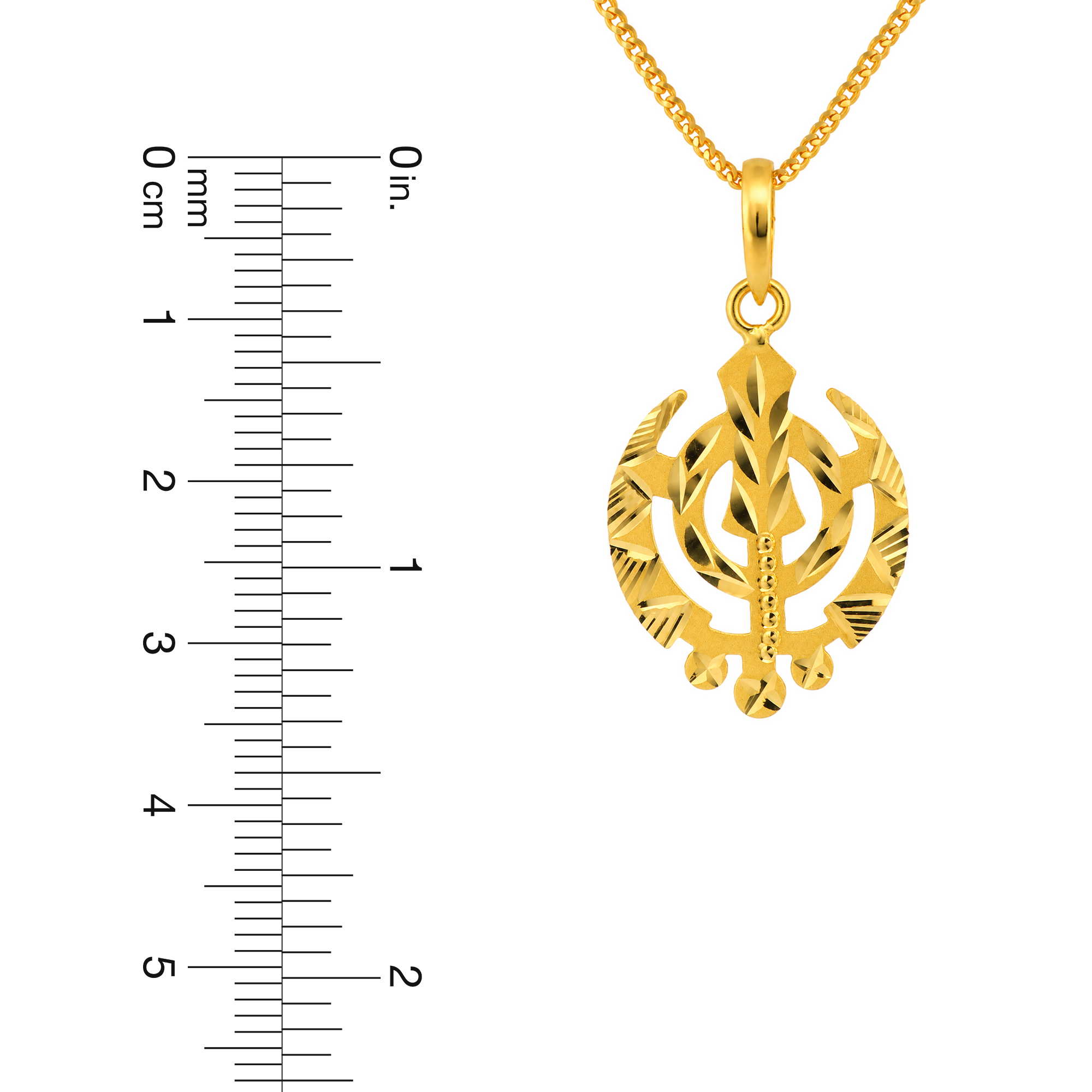 22K Gold Khanda Double Side Pendant