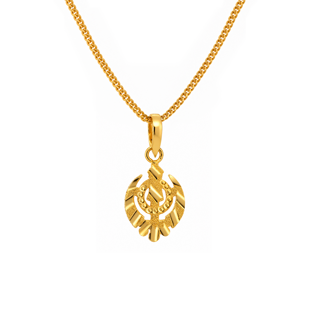 22K Gold Khanda Textured Pendant