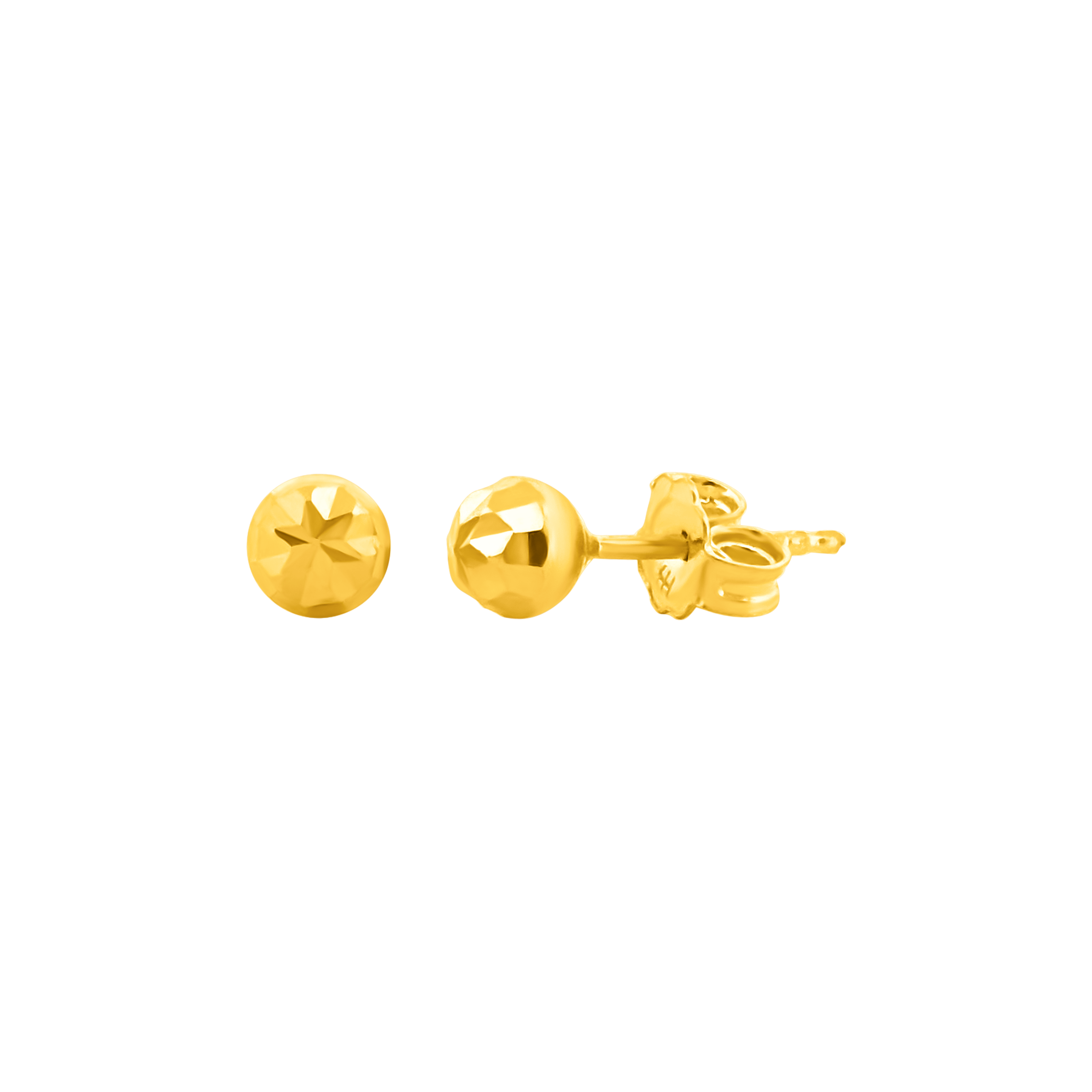 22K Gold Button Stud Earrings