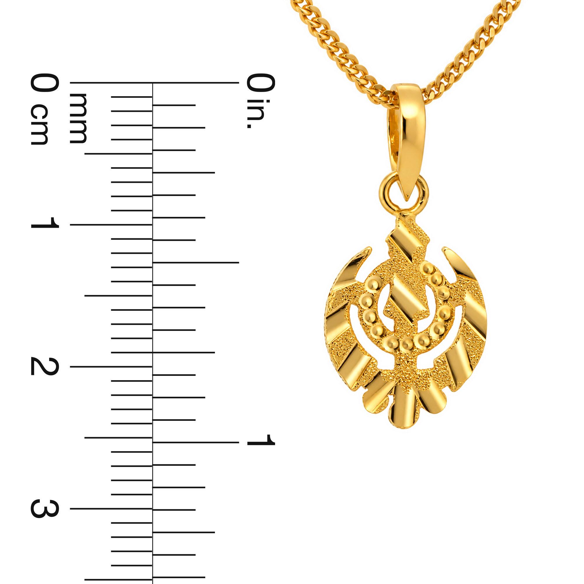 22K Gold Khanda Textured Pendant