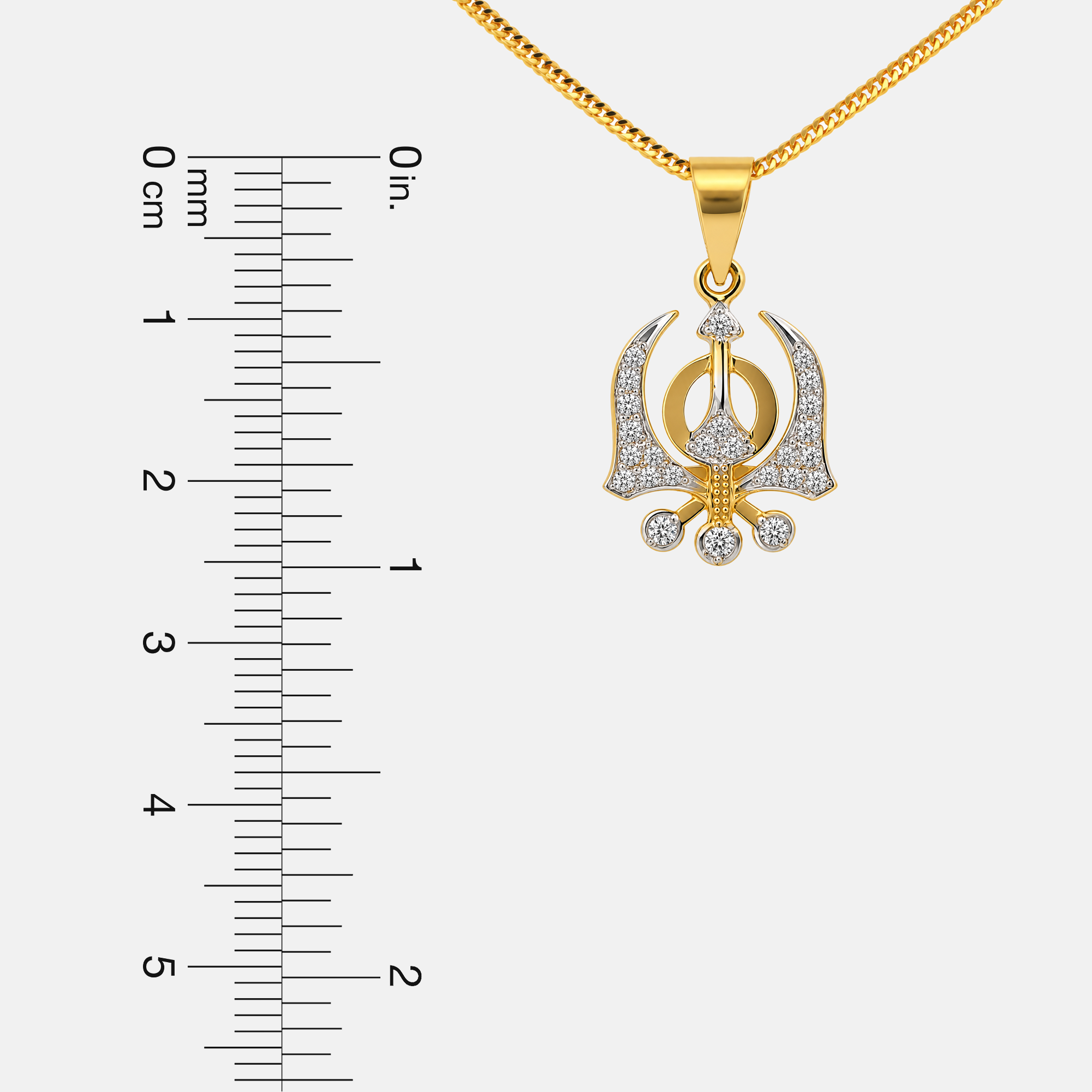22K Gold CZ Khanda Pendant