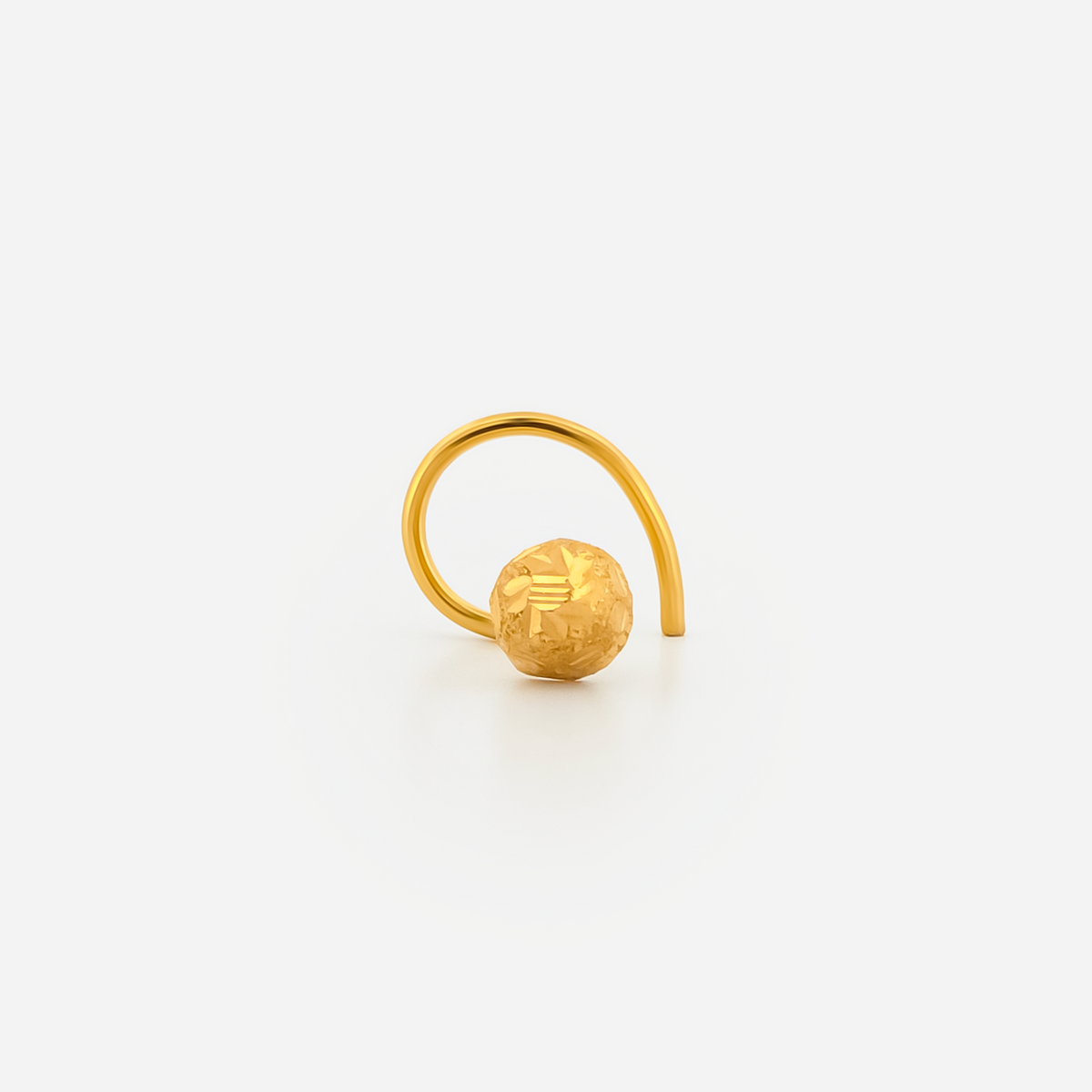 22K Gold Engraved Sunburst Ball Nose Pin
