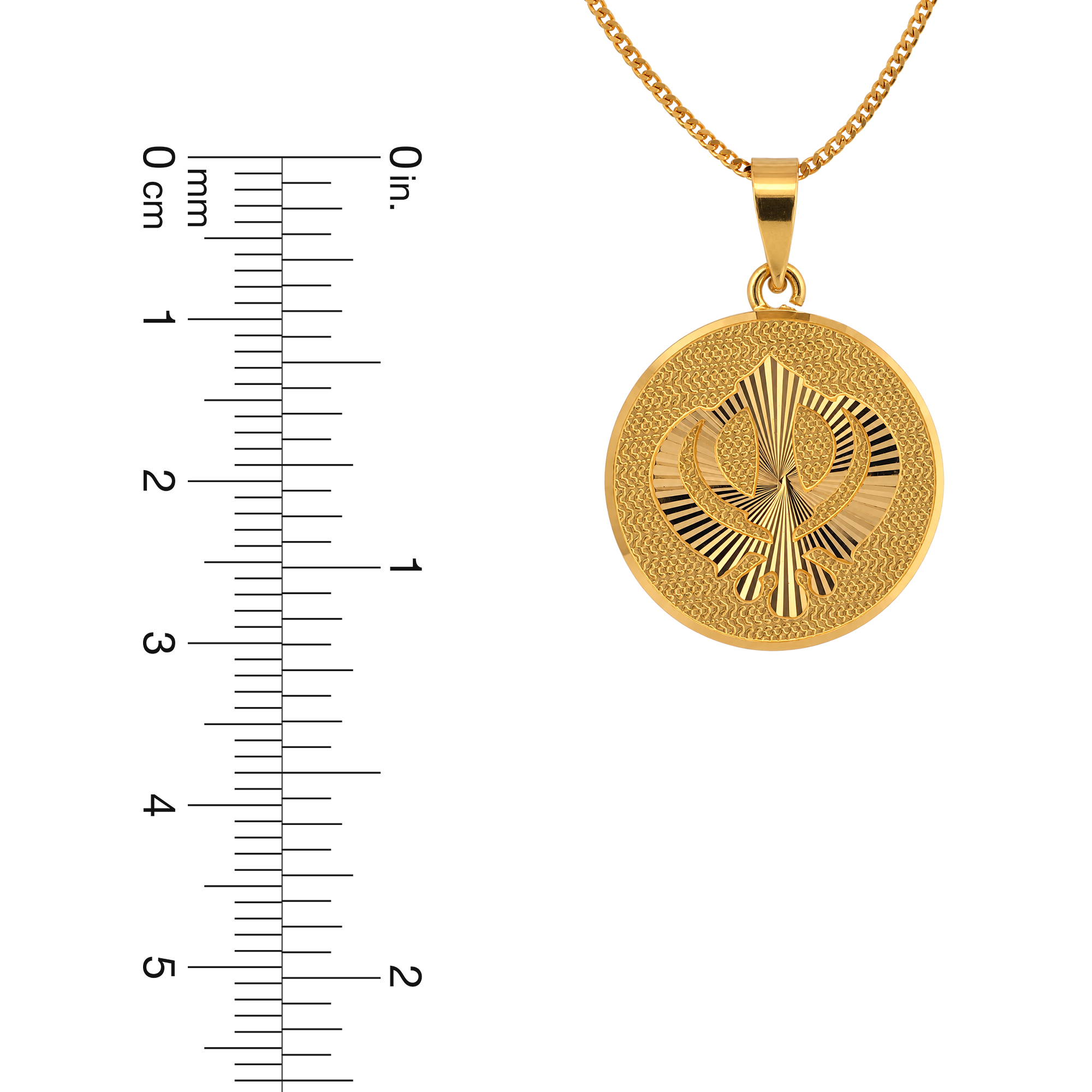 22K Gold Textured Khanda Medallion Pendant
