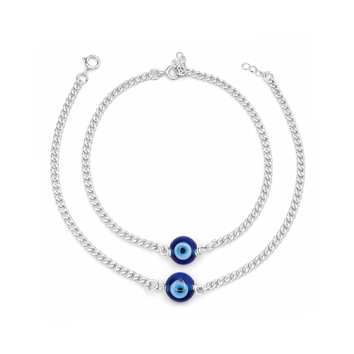 Silver Evil Eye Bracelets - Set of 2