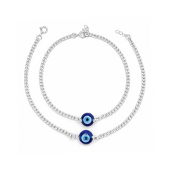 Silver Evil Eye Bracelets - Set of 2