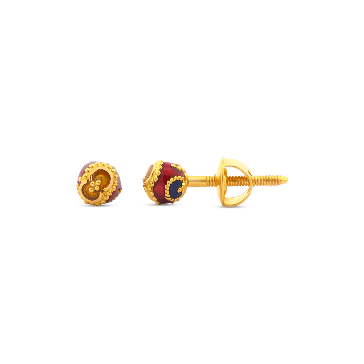 22K Gold Regal Paisley Stud Earrings
