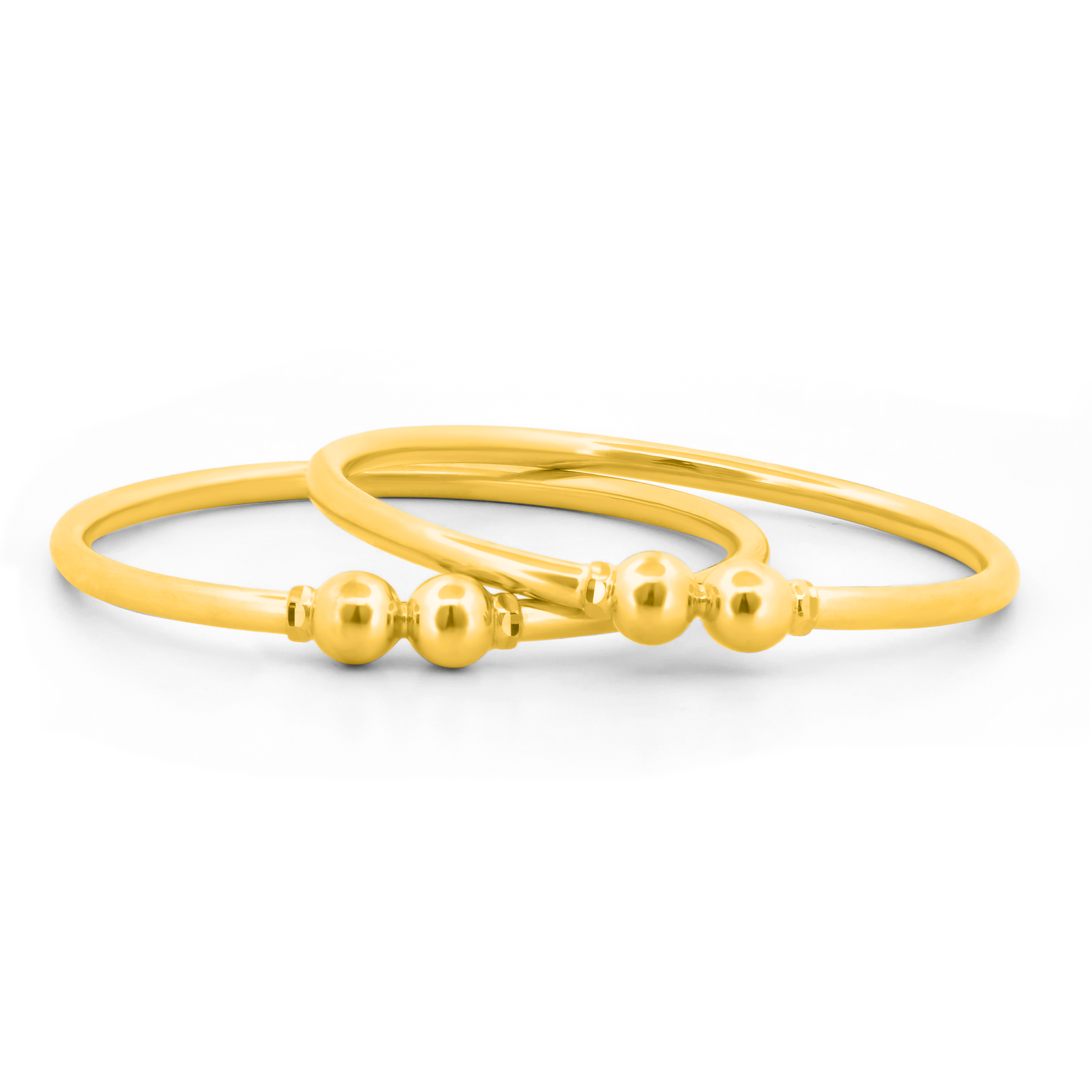 22K Gold Pipe Ball Bangles