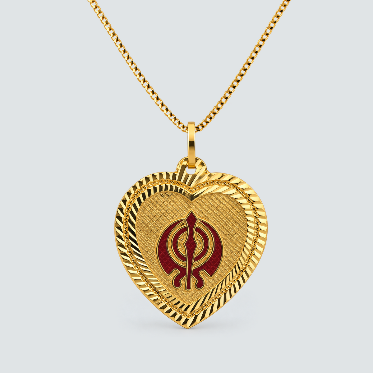 22K Gold Heart Khanda Pendant