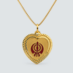 22K Gold Heart Khanda Pendant