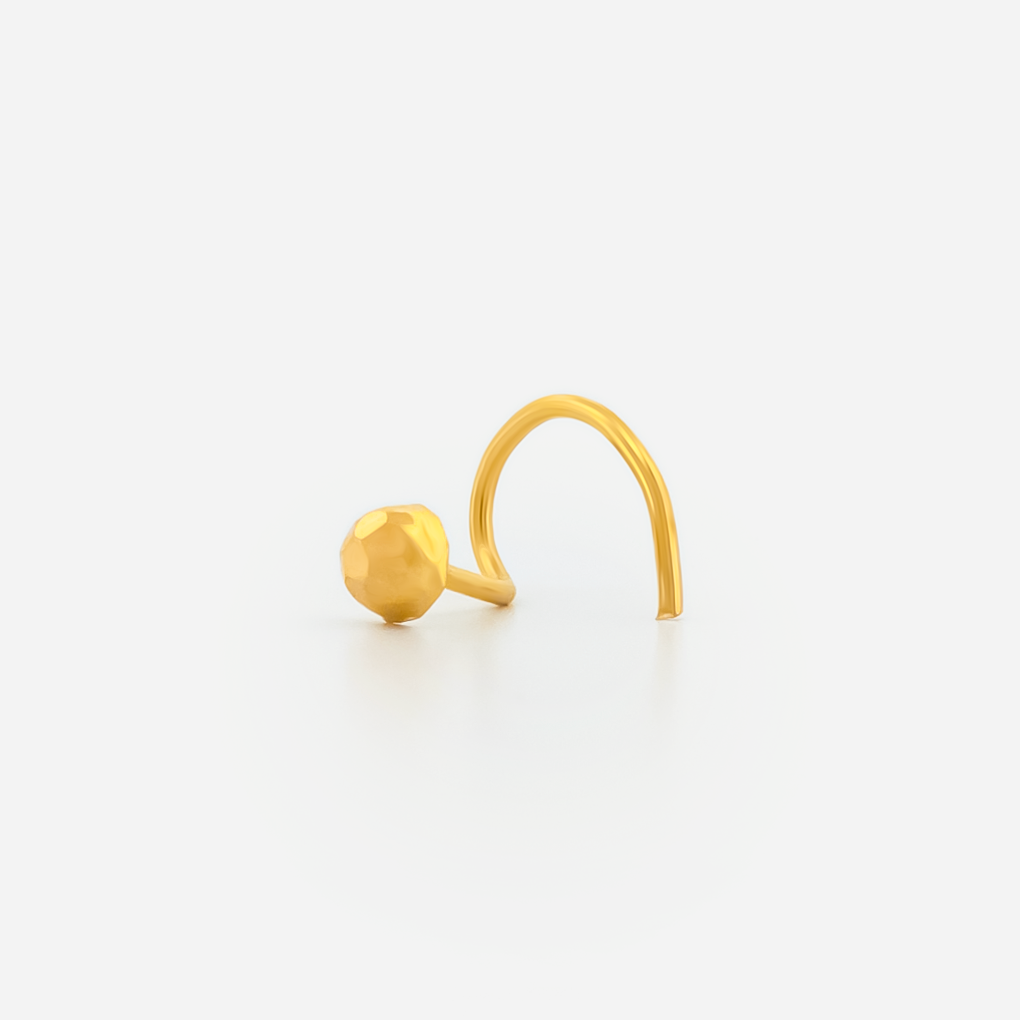 22K Gold Faceted Sphere Nose Pin