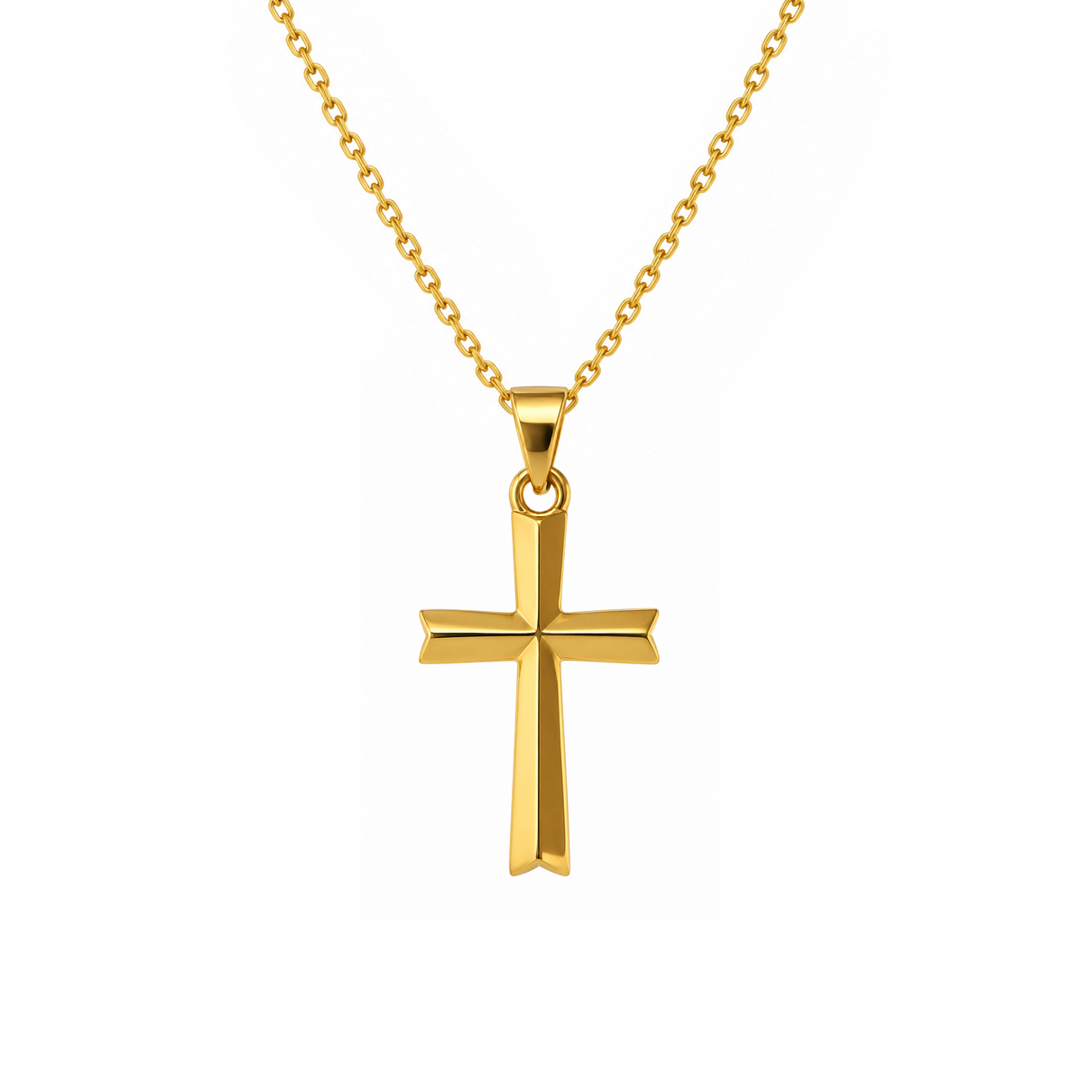 22K Gold Minimalist Cross Pendant