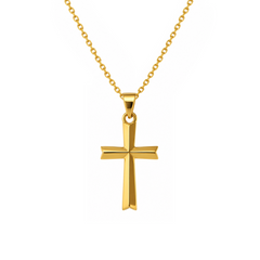 22K Gold Minimalist Cross Pendant