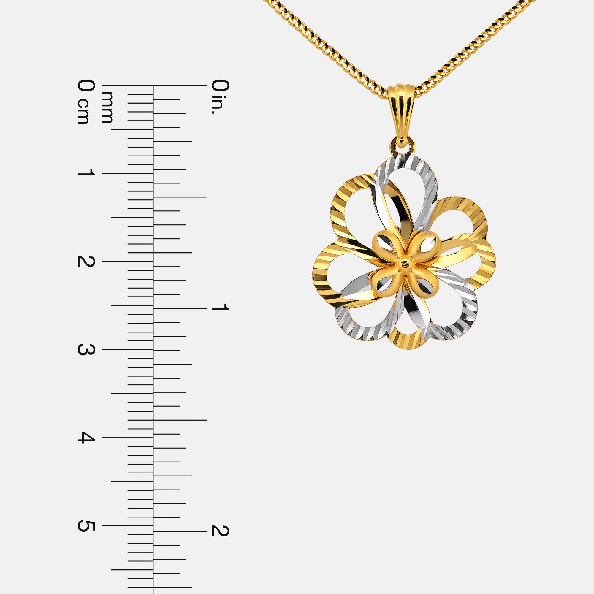 22K Gold Two-Tone Flower Pendant
