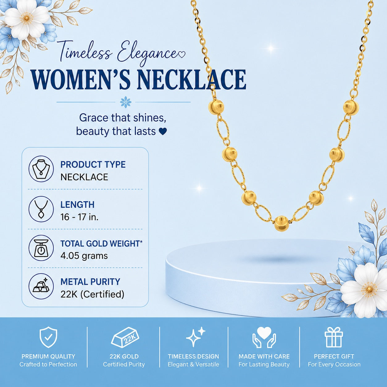 22K Gold Oval Link Necklace