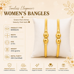 22K Gold Pipe Ball Bangles