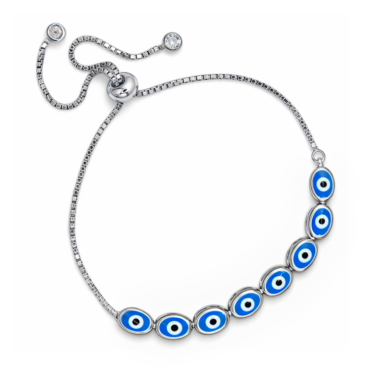 Silver Blue Evil Eye Bracelet