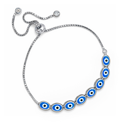Silver Blue Evil Eye Bracelet