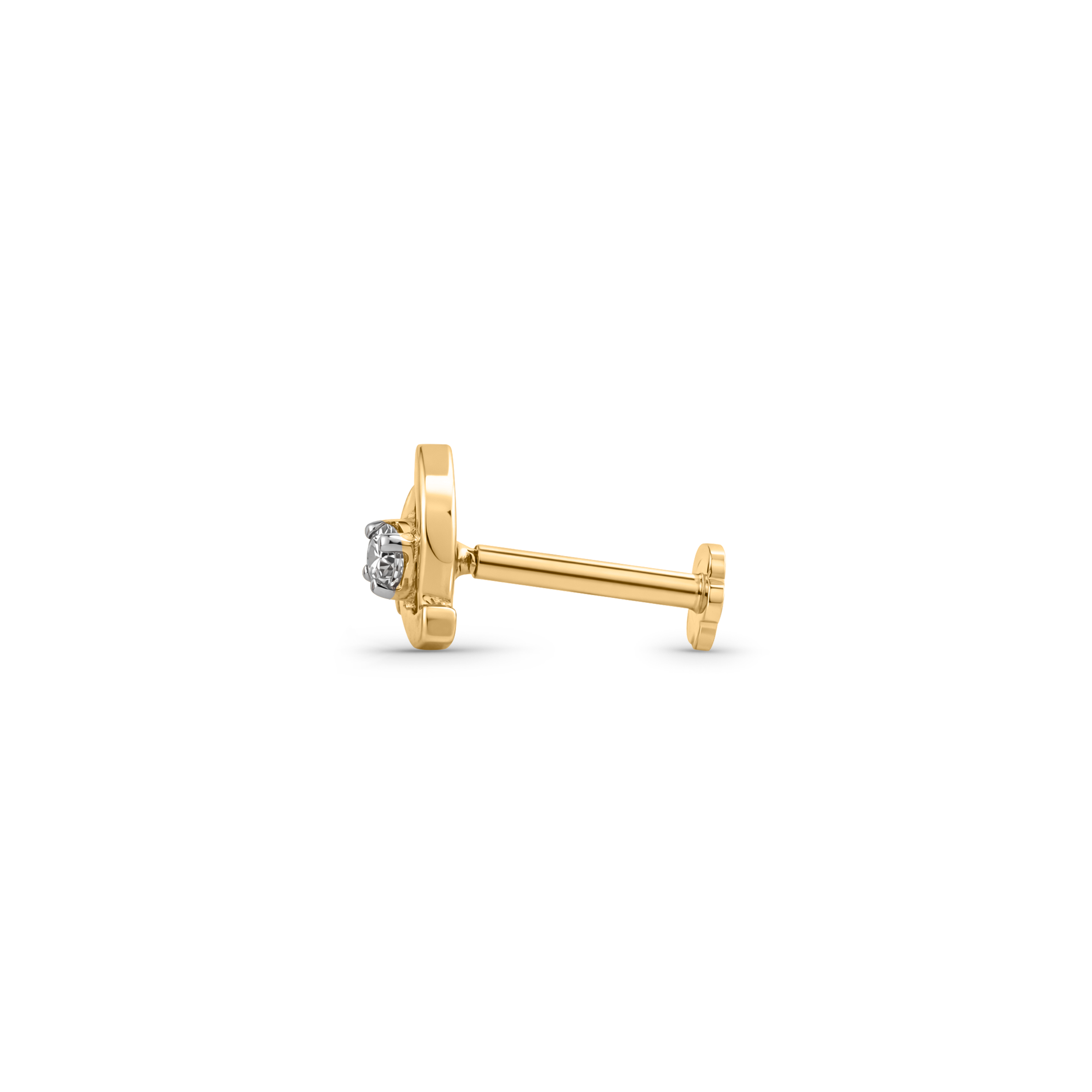 18K Gold Spiral Diamond Nose Pin