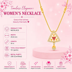 22K Gold Elegant Triangle Necklace