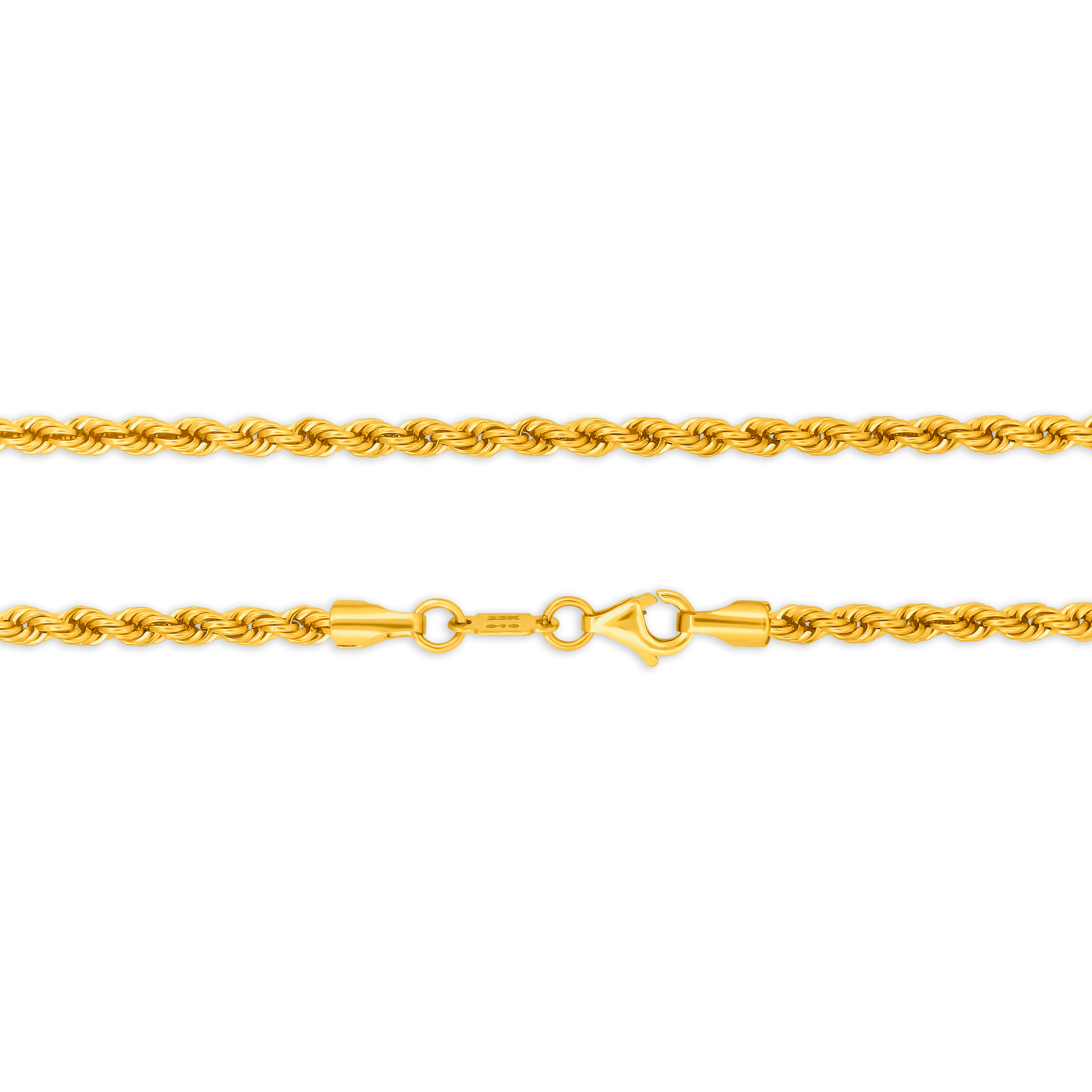 22K Gold Lite Rope Chain - 19.5"