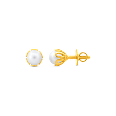 22K Gold Timeless Pearl Stud Earrings