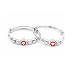 Silver Heart Charm Baby Kadas - Set of 2