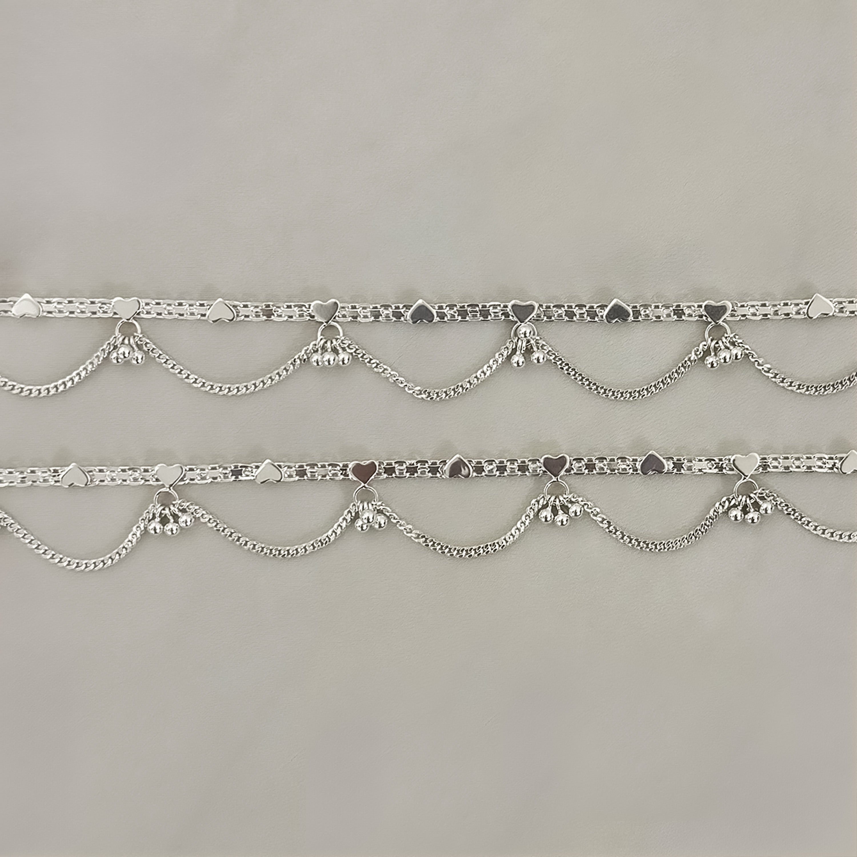 Silver Heart Anklets