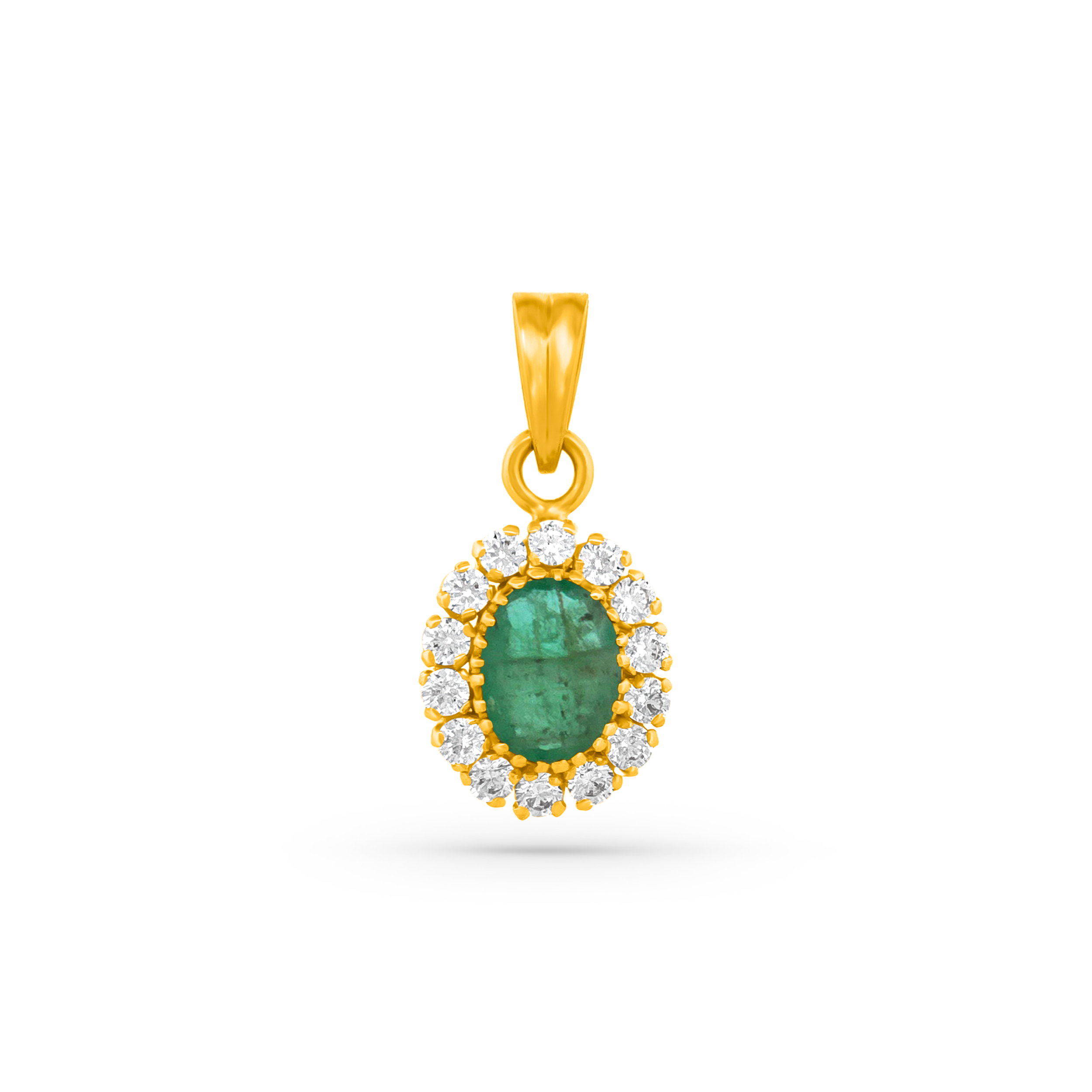22K Gold Emerald Pendant with Earrings Set