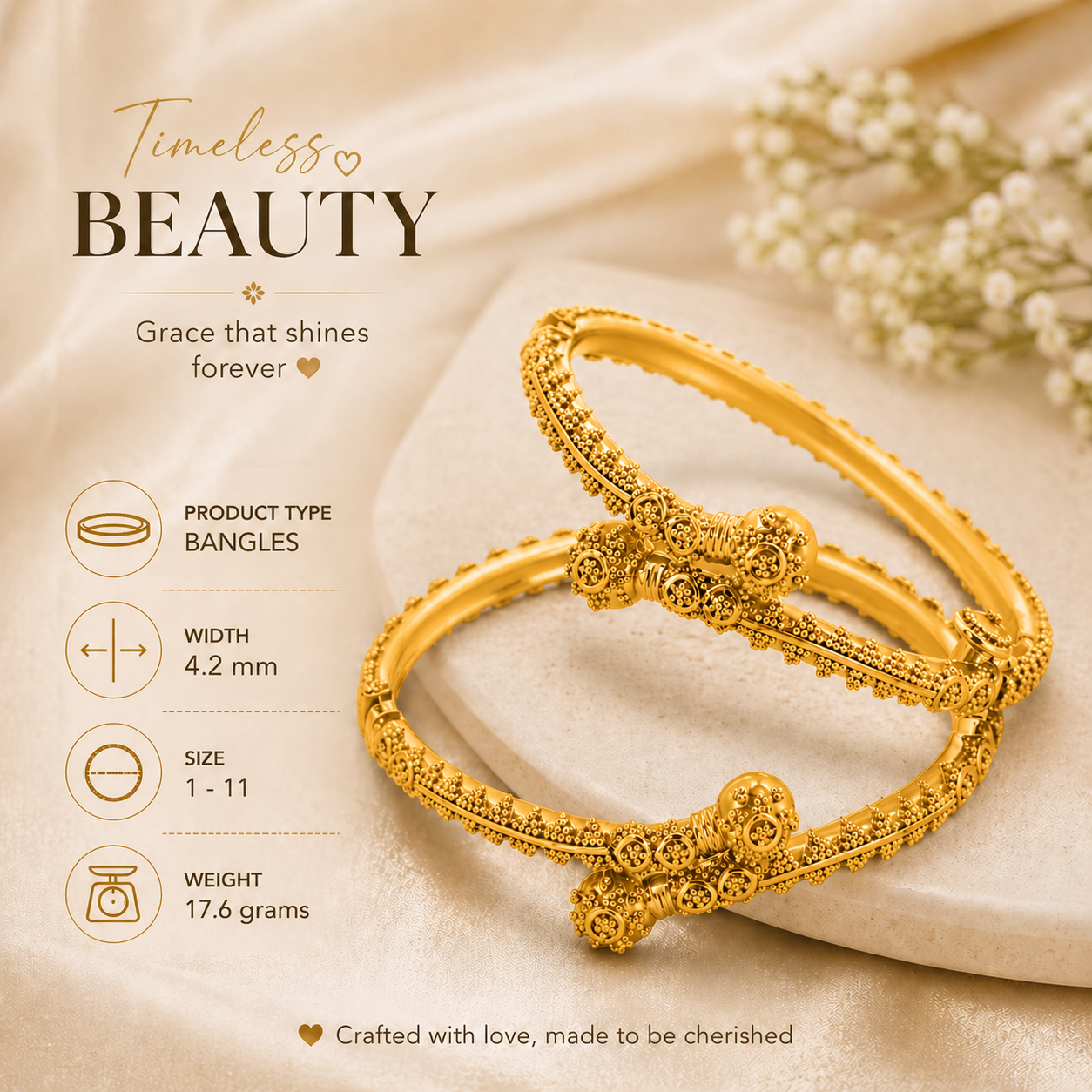 22K Gold Baby Exquisite Bangles