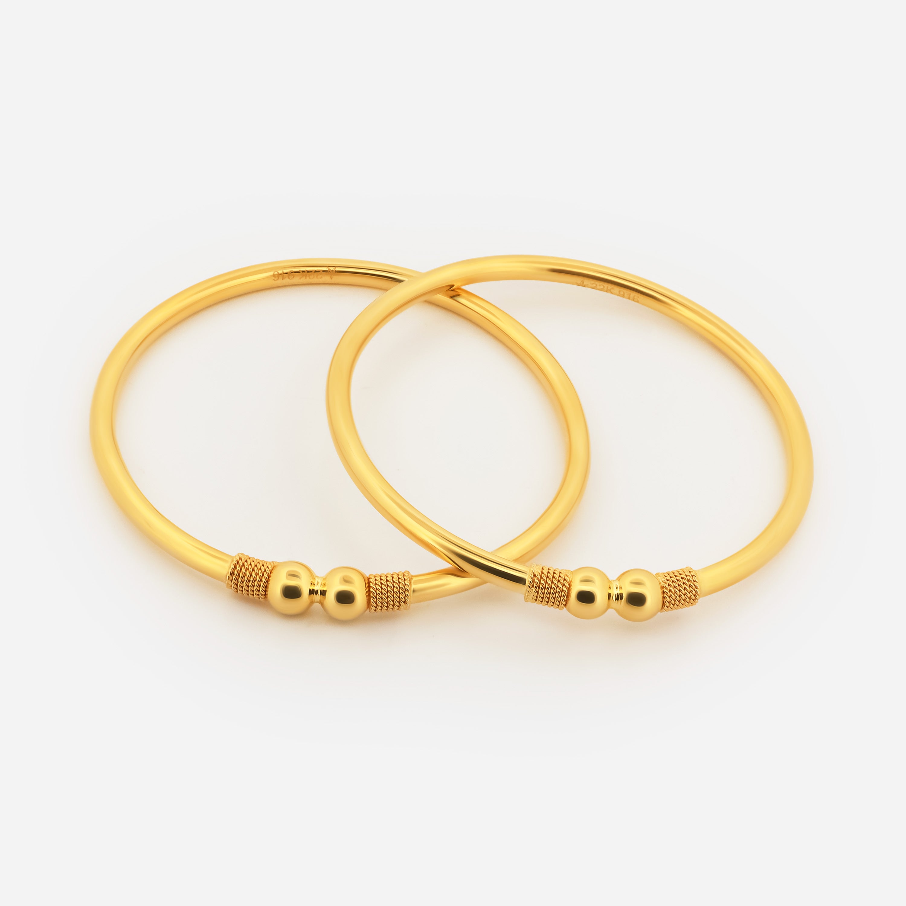 22K Gold Ball Pipe Bangles