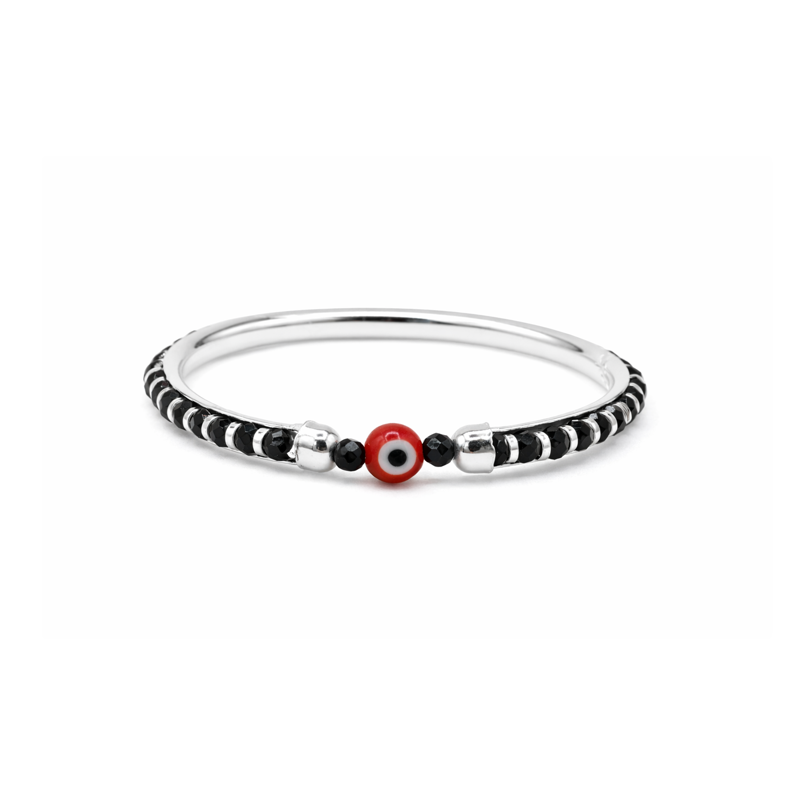Silver Red Evil Eye Nazariya Baby Kadas - Set of 2